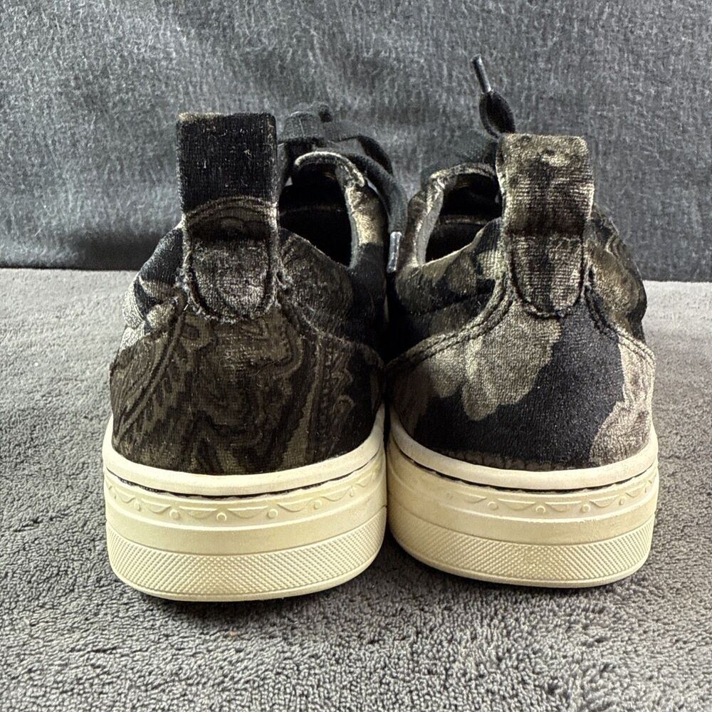 Earth Zag Floral Print Velvet Sneakers Womens Size 8 Black Gray Lace Up Comfort - Picture 7 of 13